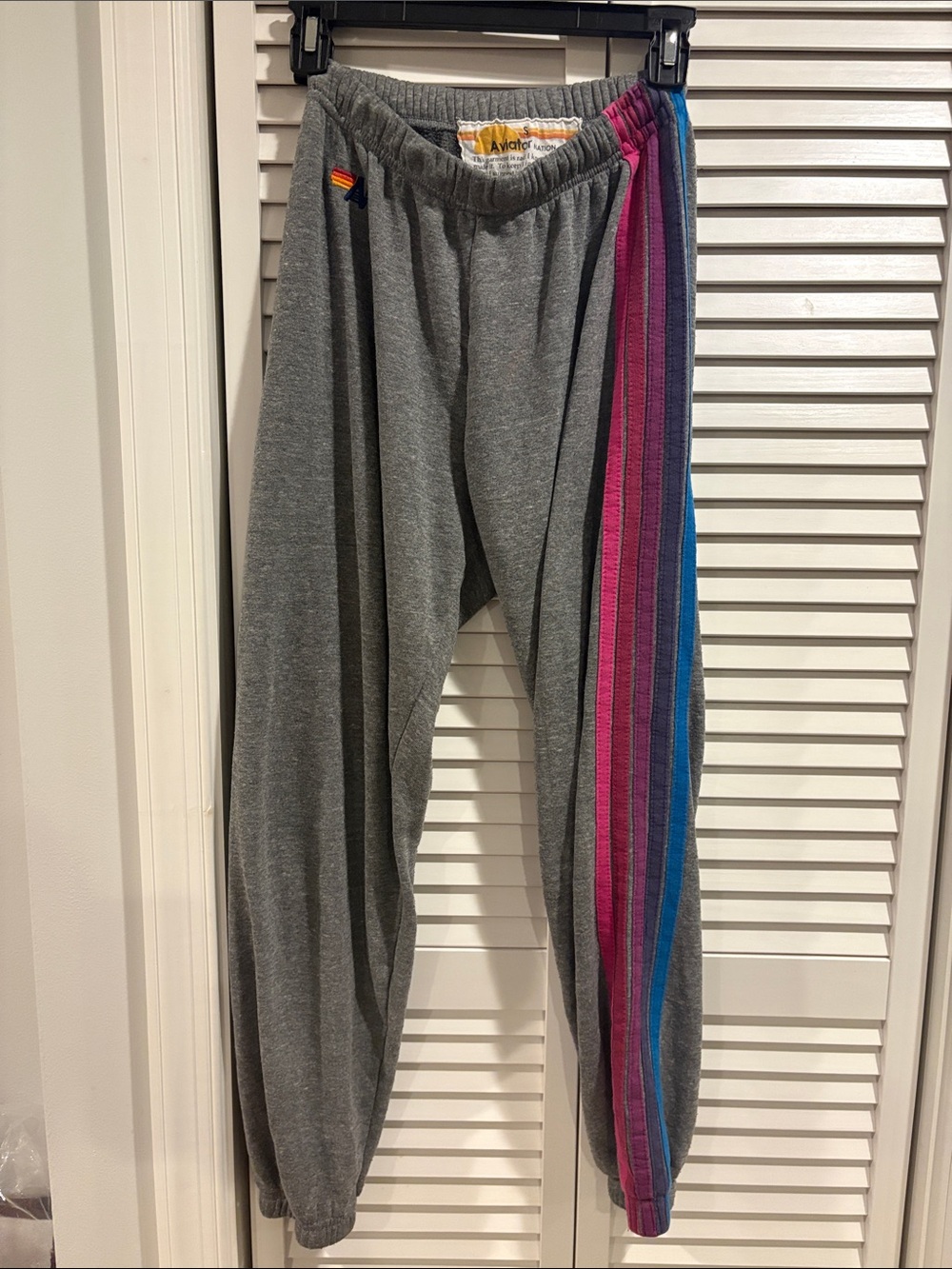 Aviator Nation 5-stripe sweatpants in heather grey